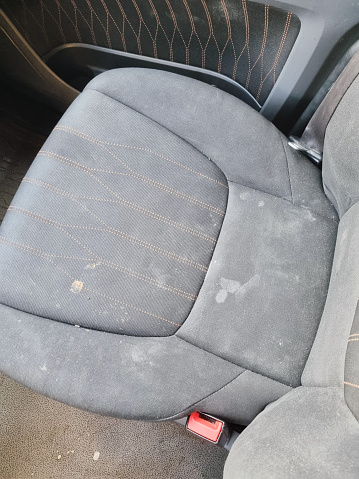 Dirty interior in the car.