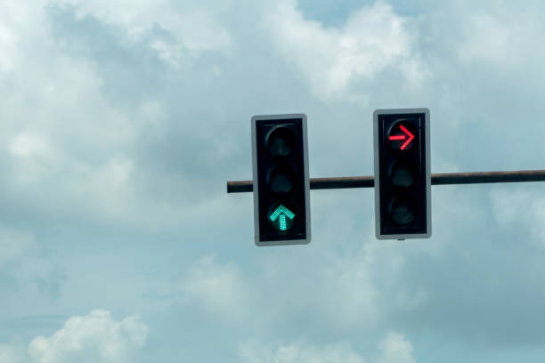istock Green and Red traffic light on the sky 1416967663