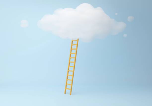 istock Ladder to sky, cloud. 3D rendering, 3D illustration. 1416968235