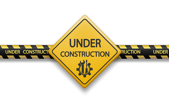 Under construction road sign or website repair. Isolated on white background. Vector illustration
