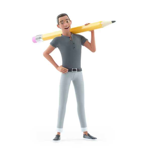 istock 3d character man carrying pencil on his shoulders 1416981758