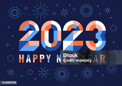 istock Modern, geometric, new year card 2023 1416981998