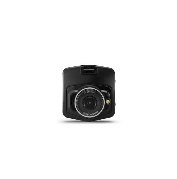 istock Front view of simple black digital dash camera or for cars, isolated on white 1416996598