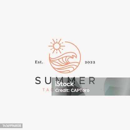 istock Wave Summer Holiday for Surfing Badge Logo. 1416996808