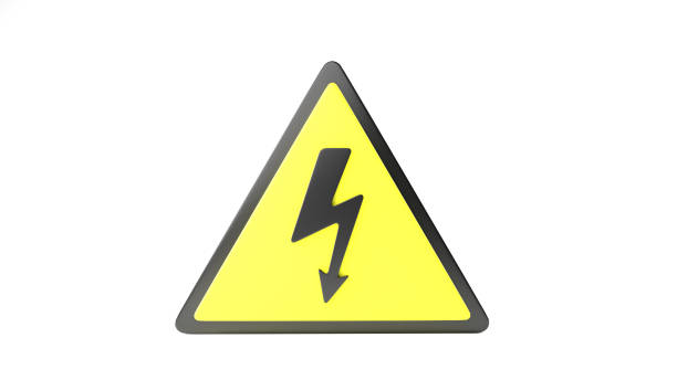 istock Realistic yellow-black triangle warning sign, Caution signs: high voltage. front view, vector 3D illustration. 1416999456