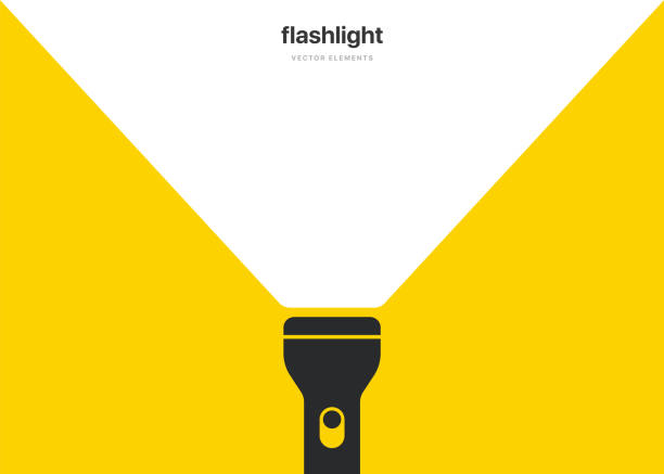 żółty baner odbicia latarki. błyszcząca latarka komiksowa elektryczna lampa latarnia pomysł na doodle. faq, koncepcja ładowania biznesowego zabawne pomysły na ikony żarówek wektorowych. śmieszny znak świetlny. - business solution flash stock illustrations