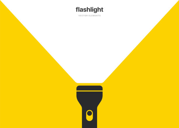 Yellow flashlight reflection banner. Shining flashlight comic electric lantern lamp idea doodle. FAQ, business loading concept Fun vector light bulb icon ideas. Funny lights sign. Yellow flashlight reflection banner. Shining flashlight comic electric lantern lamp idea doodle. FAQ, business loading concept Fun vector light bulb icon ideas. Funny lights sign. electric torch stock illustrations