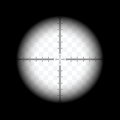 A realistic illustration of a sight through the scope of a desharpening rifle. Crosshair with transparent background - vector