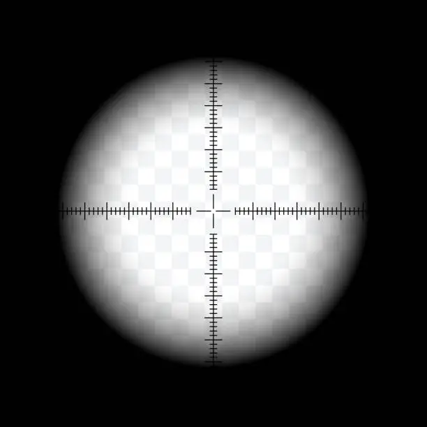 Vector illustration of A realistic illustration of a sight through the scope of a desharpening rifle. Crosshair with transparent background - vector