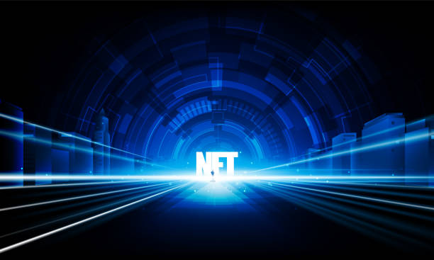 istock Abstract businessman Door open Light of NFT Bitcoin technology background Hitech communication concept innovation background vector design. 1417003254