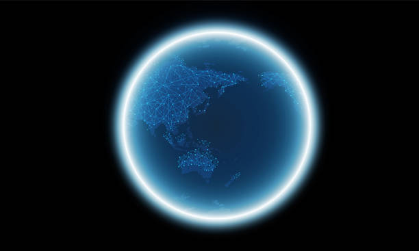 istock Global network connection. World map point and line composition concept of global business Hitech communication innovation background, vector design 1417003829