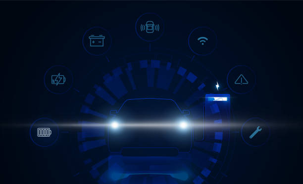 istock Abstract Light out Electric car at charging station. Hitech communication concept innovation background vector design. 1417004080