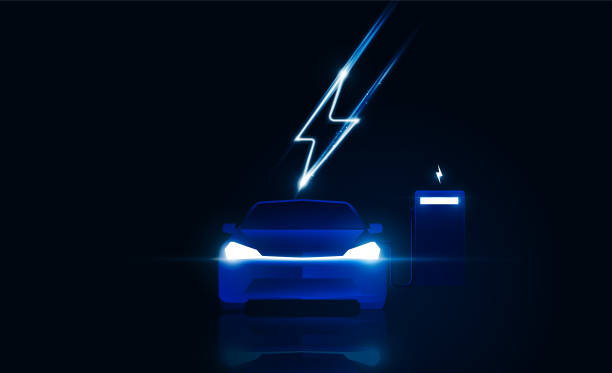 istock Abstract Light out Electric car at charging station. Hitech communication concept innovation background vector design. 1417004349