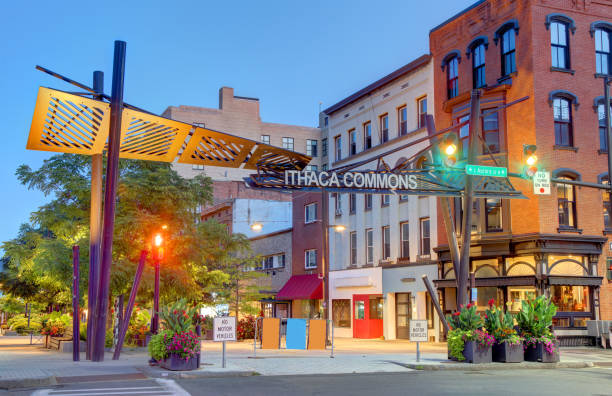 Ithaca Downtown Commons Ithaca Commons is a two-block pedestrian mall in the business improvement district known as Downtown Ithaca that serves as the city's cultural and economic center. ithaca stock pictures, royalty-free photos & images