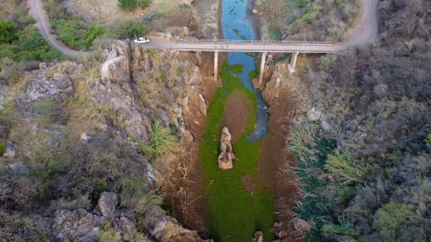 istock Top view of a beautiful bridge constructed above the water 1417013018