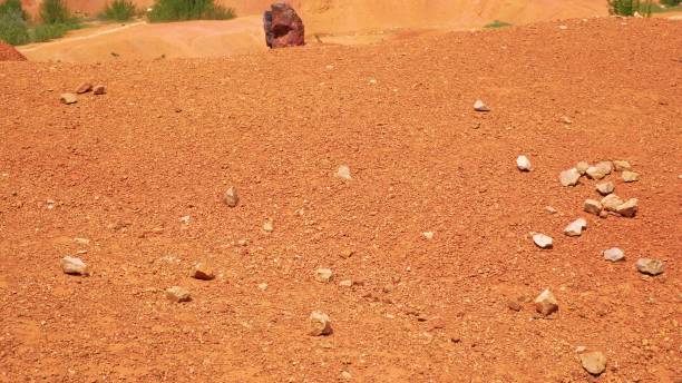 istock Red stones and rocks in bauxite mine. Gant, Hungary 1417013585