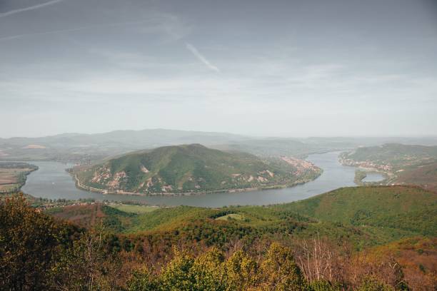 istock River surrounded by green hills. Nagymaros, Pest county, Hungary. 1417019852