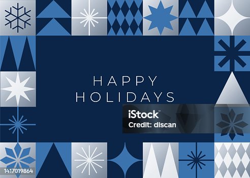istock Christmas Card with Geometric decoration. 1417019864