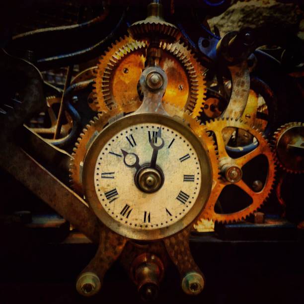 istock Old clock with mechanisms and gears 1417020129