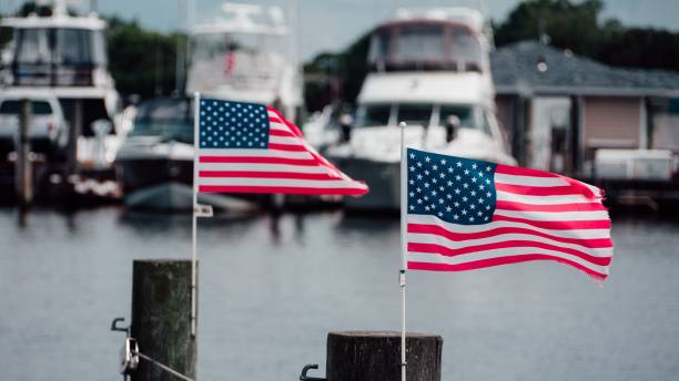 istock American flags in the port 1417022179