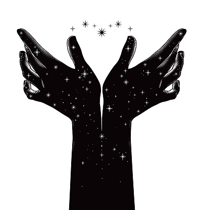Hands reaching for the stars and romance