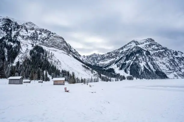 A beautiful landscape of snowy Alpen mountains