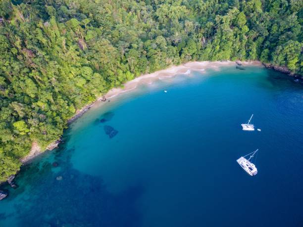 istock Top view on Pirates Bay with Yachts Anchoring 1417031845