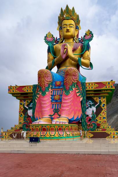 istock Vertical shot of Maitreya Buddha close to Diskit Gompa Monastery 1417031918
