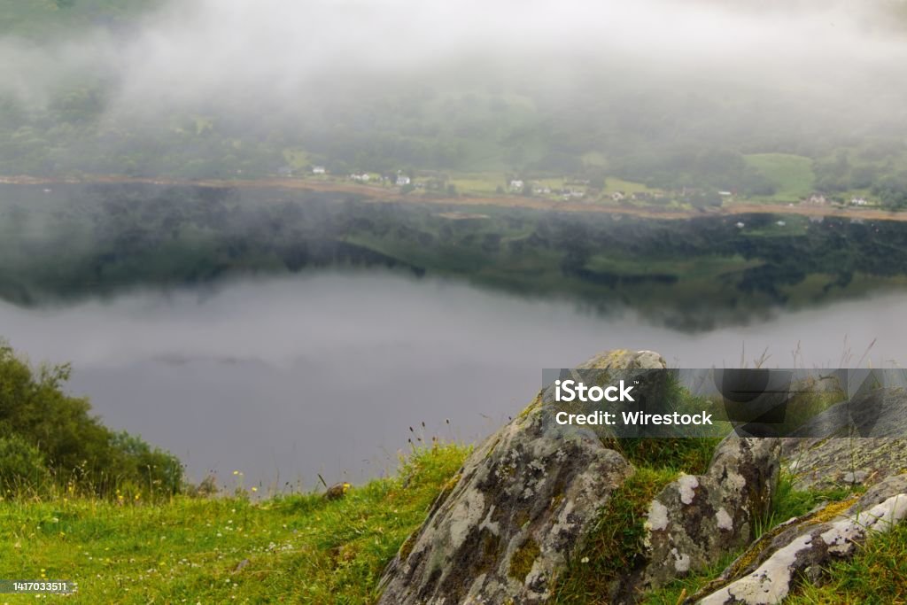 Foggy view of a small lake in Schottland A foggy view of a small lake in Schottland Architecture Stock Photo