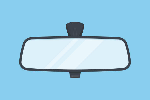Rear View Mirror Rear view inside car mirror vector flat illustration rear view mirror stock illustrations