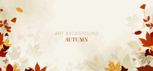 ilustraciones, imágenes clip art, dibujos animados e iconos de stock de textura de fondo de acuarela de imagen de otoño - fall leaves