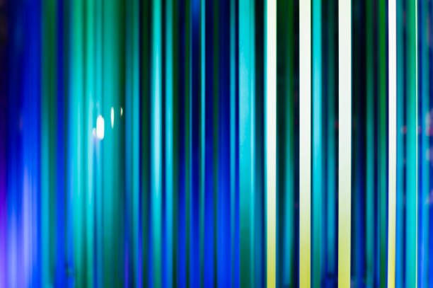 istock Defocused image of vertical blue coloured ribbons 1417036078