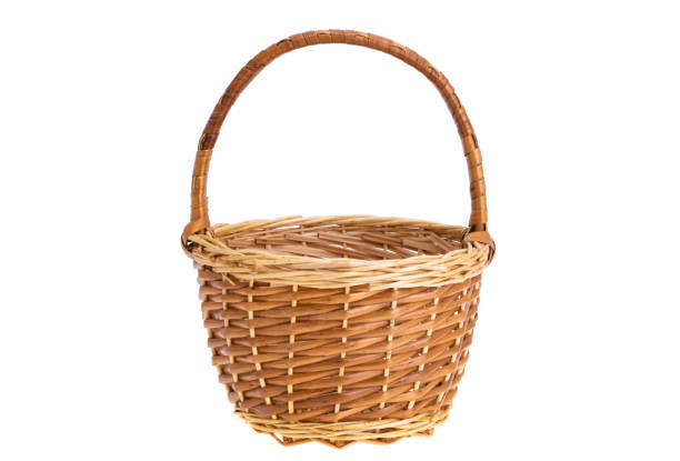 wicker basket isolated stock photo