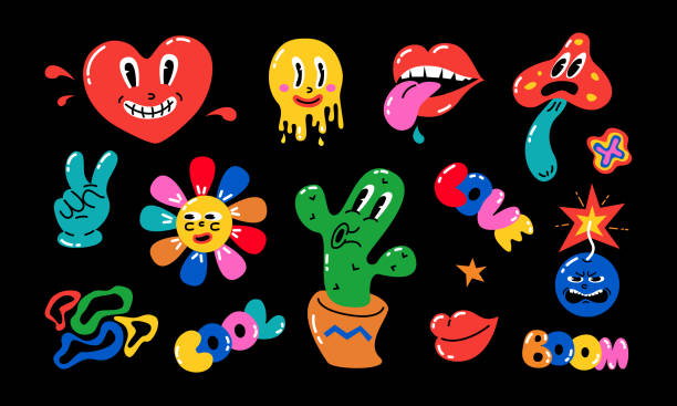 colorful cartoon characters vector art illustration