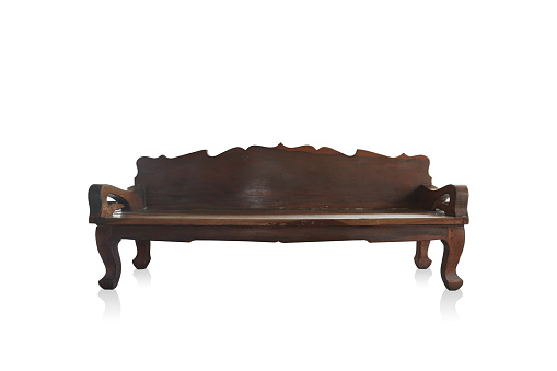 old wood chaise longue on white background, object, furniture, decor, fashion, copy space