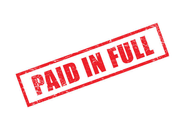Red paid in full stamp. Horizontal composition.