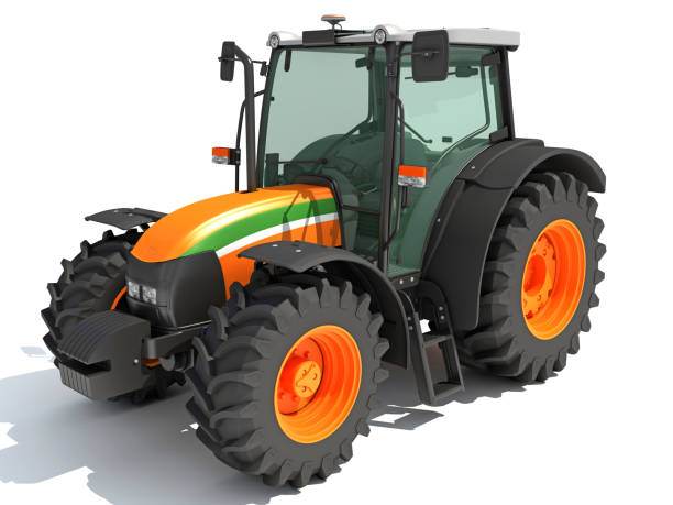 istock 3D rendering of Farm Tractor model on white background 1417047833