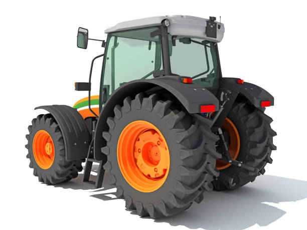 istock 3D rendering of Farm Tractor model on white background 1417047865
