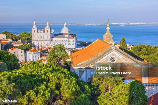 Lisbon Houses Panoramic View Saint Vicente De Fora Monastery Portugal Stock Photo - Download Image Now