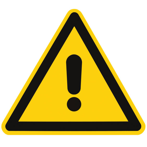 istock Blank Other Danger And Hazard Sign Label, isolated, black general warning triangle over yellow, large detailed macro closeup 1417051813