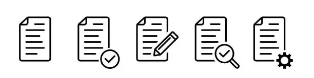 Vector illustration of Document icons set line style