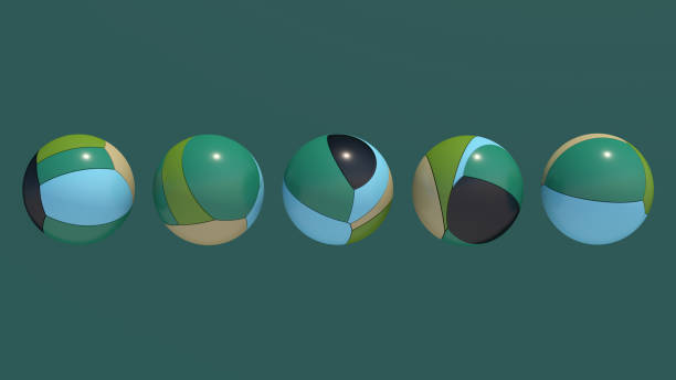 istock Group of green, blue, black, beige spheres. Abstract illustration, 3d render. 1417055366