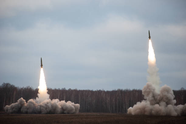 istock Launch of military missiles 1417055818