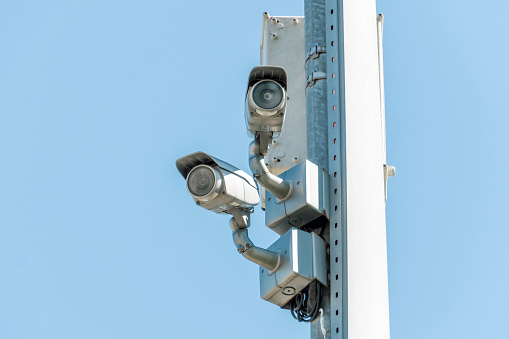 Security camera CCTV on a pole video surveillance