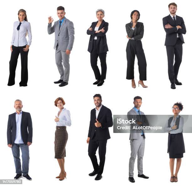 Business People Full Portraits On White Stock Photo - Download Image Now - White Background, Office, Full Length