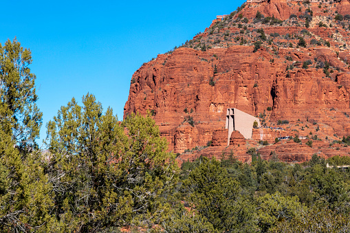 Famous rock church near Sedona Arizona photographed from Little Horse hiking trail.