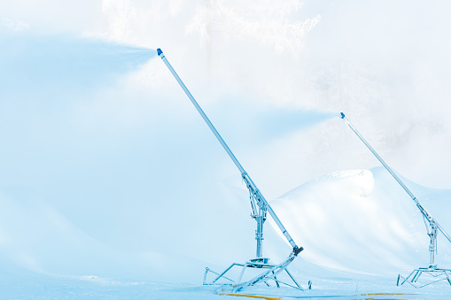 installations on the ski slope to create snow