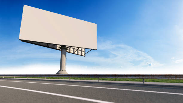 istock Mockup image of 3d rendering billboard beside highway. 1417071870