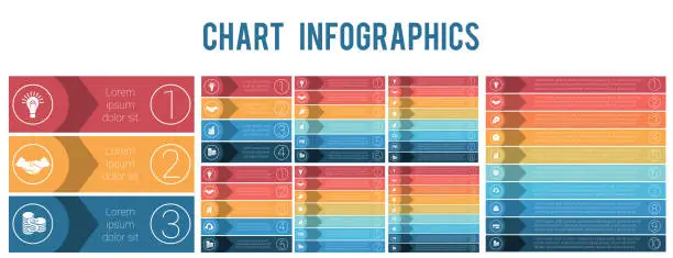 Vector illustration of Chart infographic. Colorful strips. Business concept chart infographic