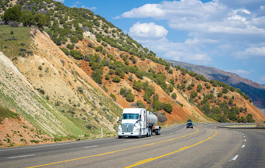 White semi-truck speeding in Utah - USA